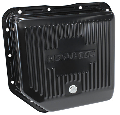 TH350 Deep Transmission Pan Black W/ Drain Plug AF1826-3003 - Aeroflow