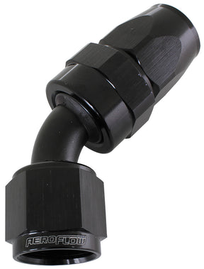 Alloy 45 Deg Hose End -3AN Black Swivel Nut Suit Teflon AF202-03DBLK - Aeroflow