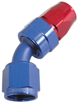 Alloy 45 Deg Hose End -4AN Blue Full Swivel Suit Teflon AF202-04D - Aeroflow