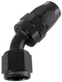 Alloy 45 Deg Hose End -4AN Black Full Swivel Suit Teflon AF202-04DBLK - Aeroflow
