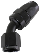 Alloy 45 Deg Hose End -10AN Black Full Swivel Suit Teflon AF202-10DBLK - Aeroflow