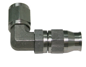 SS 90 Deg Hose End -3AN Steel Swivel Nut Suit Teflon AF203-03 - Aeroflow