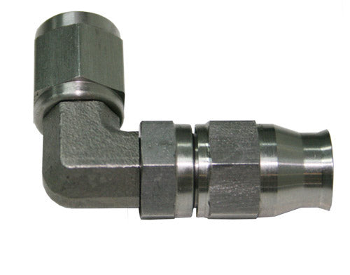 SS 90 Deg Hose End -4AN B-Nut To -3 Teflon Hose AF203-04-03 - Aeroflow