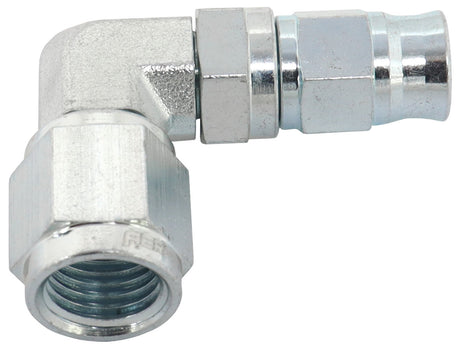Steel 90 Deg Hose End -4AN B-Nut To -3AN Teflon Hose Zinc AF203-04-03S - Aeroflow
