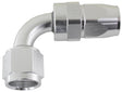 Alloy 90 Deg Hose End -6AN Silver Full Swivel Suit Teflon AF203-06DS - Aeroflow