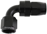Alloy 90 Deg Hose End -8AN Black Full Swivel Suit Teflon AF203-08DBLK - Aeroflow