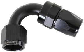 Alloy 120 Deg Hose End -6AN Black Full Swivel Suit Teflon AF204-06DBLK - Aeroflow