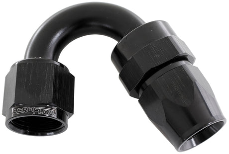 Alloy 150 Deg Hose End -6AN Black Full Swivel Suit Teflon AF205-06DBLK - Aeroflow