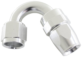 Alloy 150 Deg Hose End -6AN Silver Full Swivel Suit Teflon AF205-06DS - Aeroflow