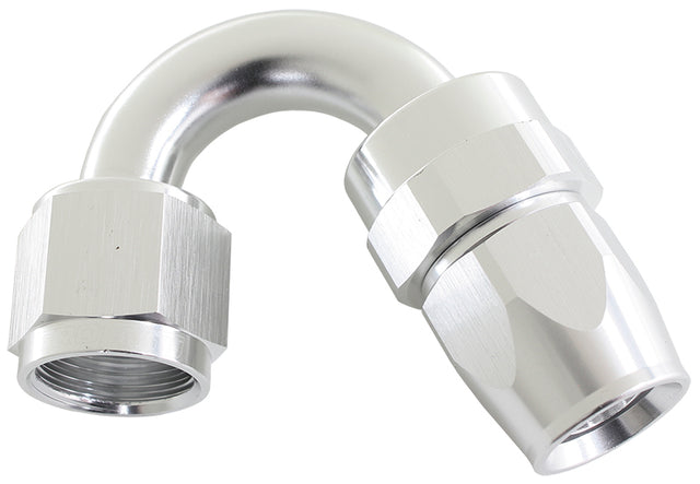 Alloy 150 Deg Hose End -6AN Silver Full Swivel Suit Teflon AF205-06DS - Aeroflow