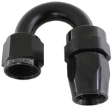 Alloy 180 Deg Hose End -3AN Black Full Swivel Suit Teflon AF206-03DBLK - Aeroflow