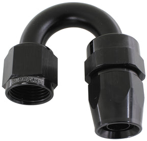 Alloy 180 Deg Hose End -6AN Black Full Swivel Suit Teflon AF206-06DBLK - Aeroflow