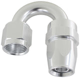 Alloy 180 Deg Hose End -6AN Silver Full Swivel Suit Teflon AF206-06DS - Aeroflow