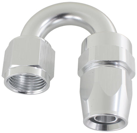 Alloy 180 Deg Hose End -6AN Silver Full Swivel Suit Teflon AF206-06DS - Aeroflow