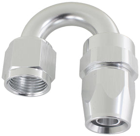 Alloy 180 Deg Hose End -8AN Silver Full Swivel Suit Teflon AF206-08DS - Aeroflow