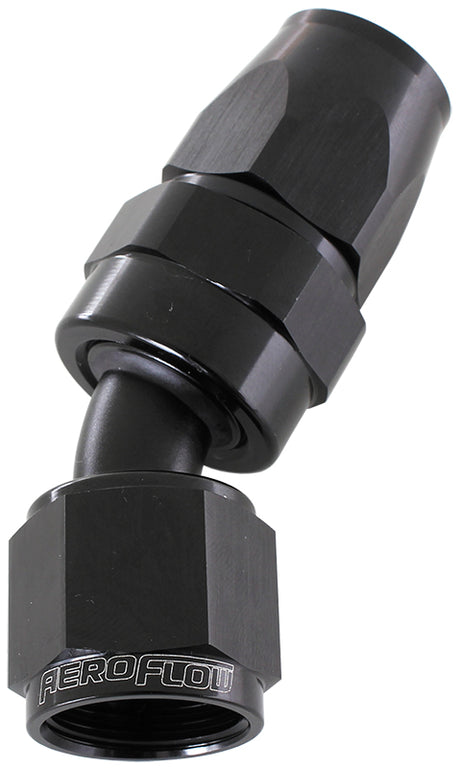 Alloy 30 Deg Hose End -4AN Black Swivel Nut Suit Teflon AF207-04DBLK - Aeroflow