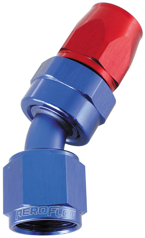 Alloy 30 Deg Hose End -6AN Blue Swivel Nut Suit Teflon AF207-06D - Aeroflow