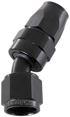 Alloy 30 Deg Hose End -6AN Black Swivel Nut Suit Teflon AF207-06DBLK - Aeroflow