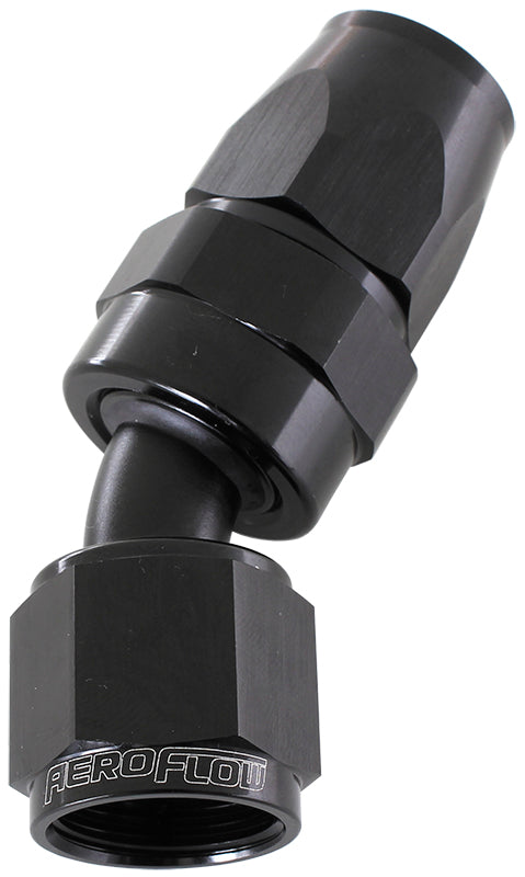 Alloy 30 Deg Hose End -10AN Black Swivel Nut Suit Teflon AF207-10DBLK - Aeroflow