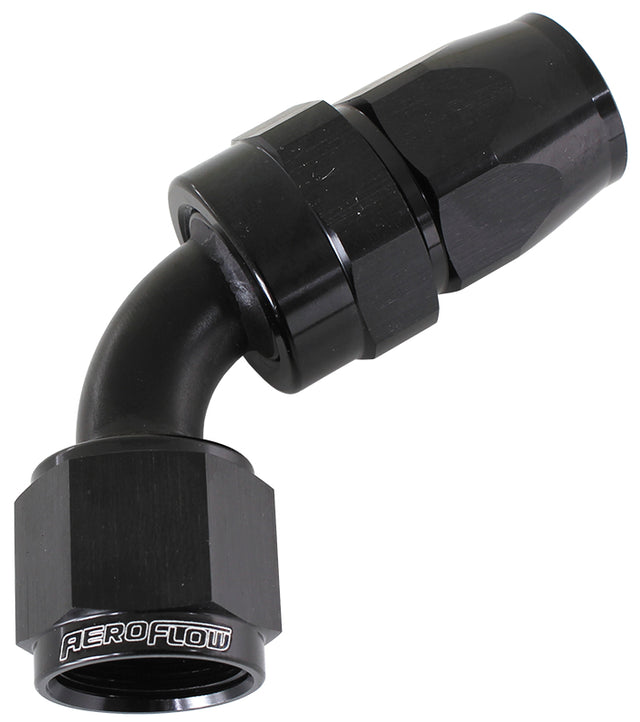 Alloy 60 Deg Hose End -8AN Black Swivel Nut Suit Teflon AF208-08DBLK - Aeroflow