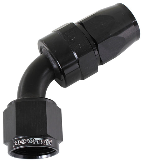 Alloy 60 Deg Hose End -10AN Black Swivel Nut Suit Teflon AF208-10DBLK - Aeroflow
