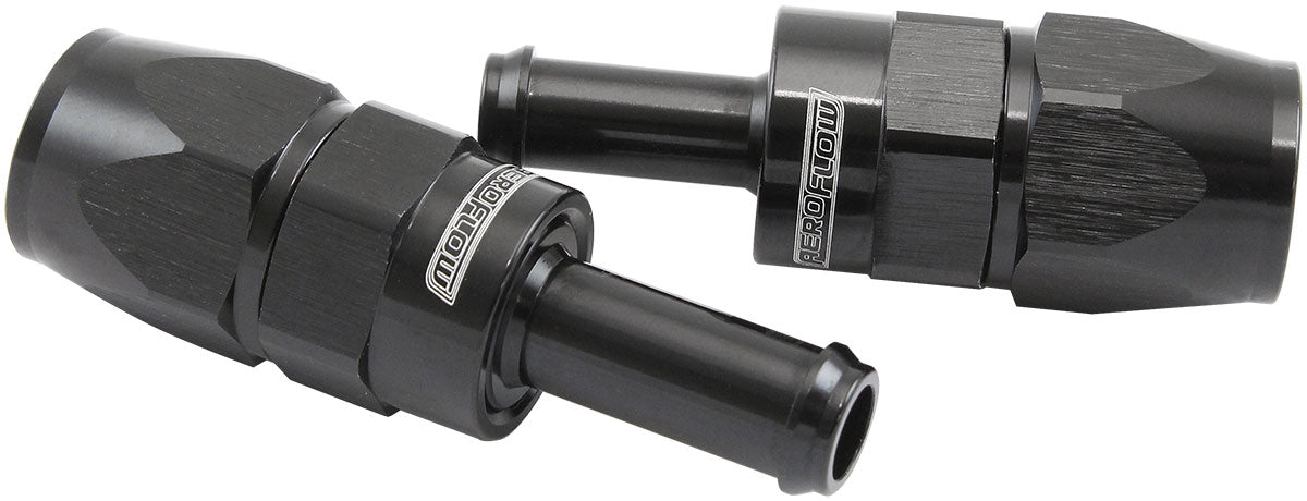 Straight -6AN Hose End To 5/16 Barb Teflon 200 Series Black AF214-06-05DBLK - Aeroflow
