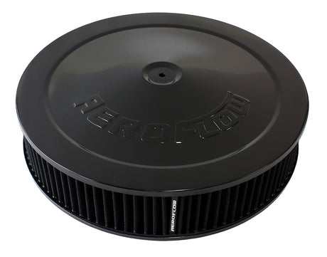 14" x 3" Air Cleaner Assy 7-5/16" Flat Base Black Cotton AF2251-1234 - Aeroflow