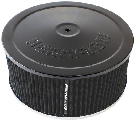 9" x 4" Air Cleaner Assembly 7-5/16" Flat Base Black Cotton AF2251-1364 - Aeroflow
