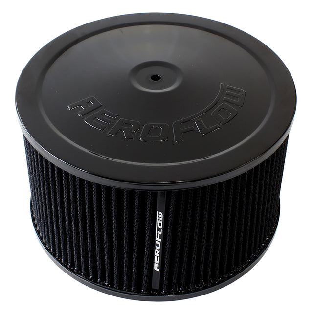 9" x 5" Air Cleaner Assembly 5-1/8" Neck, Black Lid, Cotton AF2251-1365 - Aeroflow