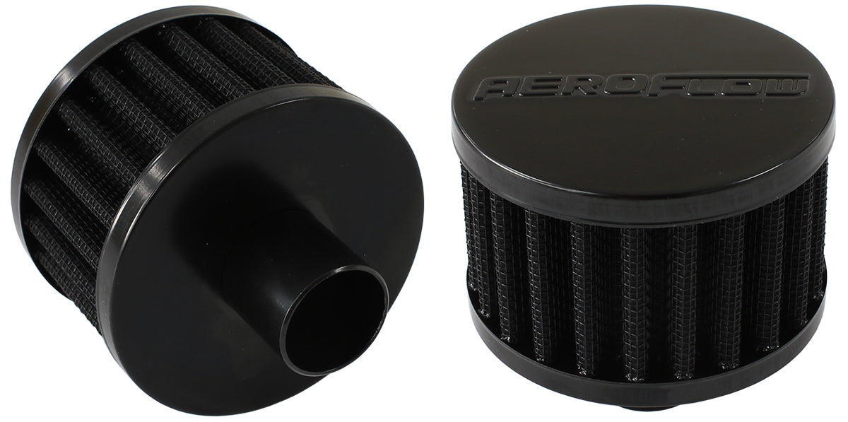 1" Push In Breather Filter 3" O.D, 2" H, Black Top AF2271-1170 - Aeroflow