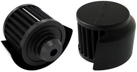 1-1/4" Push In Breather With Shield 3" O.D 2-1/2" H Black Top AF2271-1516 - Aeroflow