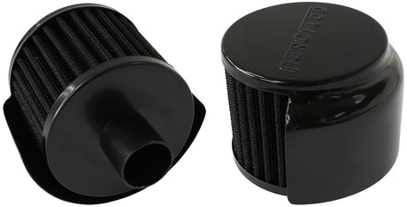 1" Push In Breather W/ Shield 3" O.D, 2-1/2" H, Black Top AF2271-1520 - Aeroflow