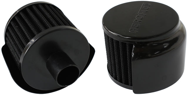 1" Push In Breather W/ Shield 3" O.D, 2-1/2" H, Black Top AF2271-1520 - Aeroflow