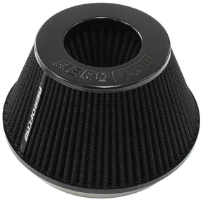 6" Clamp-On Tapered Filter 7.6 / 4.7" O.D, 4" High Black AF2711-1009 - Aeroflow