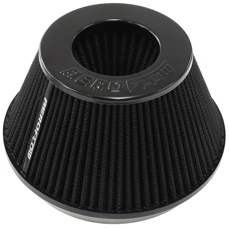 6" Clamp-On Tapered Filter 7.6 / 4.7" O.D, 4" High Black AF2711-1009 - Aeroflow