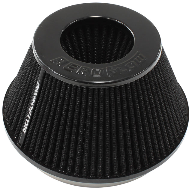6" Clamp-On Tapered Filter 7.6 / 4.7" O.D, 4" High Black AF2711-1009 - Aeroflow