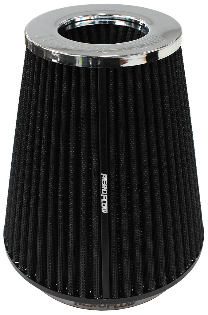 6" Clamp-On Inv Tapered Filter 7.5 / 4.7 O.D, 8" H Chrome AF2811-1044 - Aeroflow