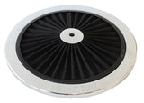 9" Chrome Full Flow Top Plate Black Cotton Hi Flow & Filtration AF2851-0901 - Aeroflow