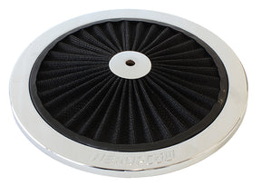 9" Chrome Full Flow Top Plate Black Cotton Hi Flow & Filtration AF2851-0901 - Aeroflow