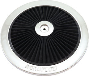 11" Chrome Full Flow Top Plate Black Cotton Hi Flow & Filtration AF2851-1101 - Aeroflow