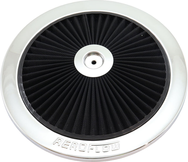 11" Chrome Full Flow Top Plate Black Cotton Hi Flow & Filtration AF2851-1101 - Aeroflow