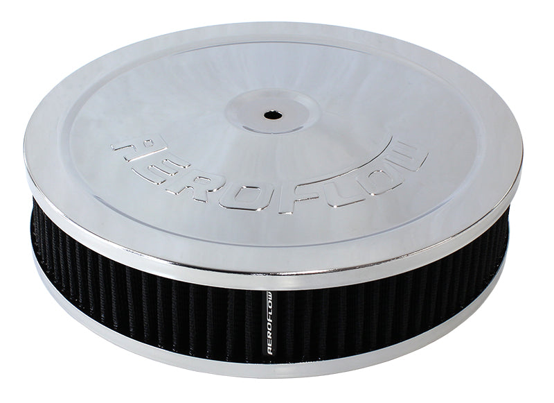 9" x 2" Air Cleaner Assembly 5-1/8" Neck, Chrome, Cotton AF2851-1110 - Aeroflow