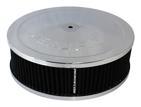 9" x 2-3/4" Air Cleaner ASSY5-1/8" Neck, Chrome, Cotton AF2851-1120 - Aeroflow