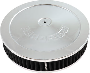 11" x 2-1/8" Air Cleaner ASSY5-1/8" Flat Base Chrome Cotton AF2851-1170 - Aeroflow