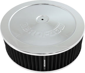 11" x 3-1/2" Air Cleaner ASSY5-1/8" Flat Base Chrome Cotton AF2851-1180 - Aeroflow