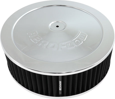 11" x 3-1/2" Air Cleaner ASSY5-1/8" Flat Base Chrome Cotton AF2851-1180 - Aeroflow