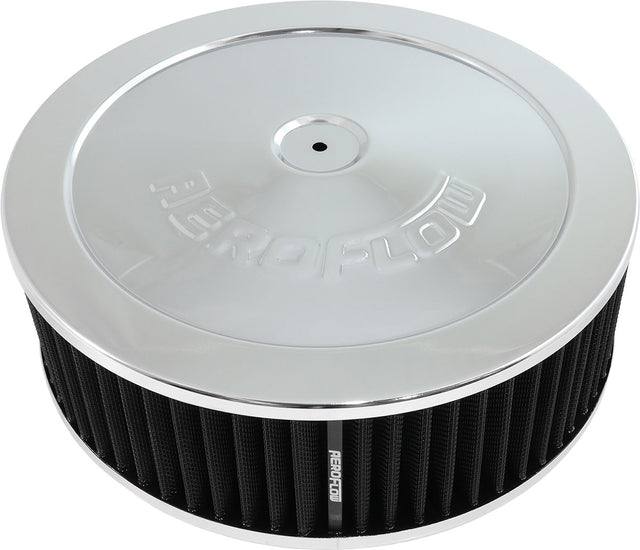 11" x 3-1/2" Air Cleaner ASSY5-1/8" Flat Base Chrome Cotton AF2851-1180 - Aeroflow