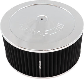 11" x 5" Air Cleaner Assy 5-1/8" Flat Base Chrome Cotton AF2851-1190 - Aeroflow