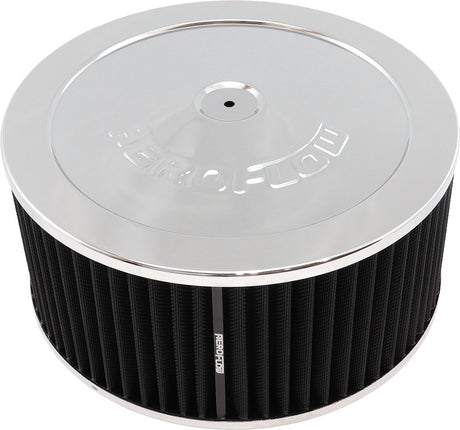11" x 5" Air Cleaner Assy 5-1/8" Flat Base Chrome Cotton AF2851-1190 - Aeroflow