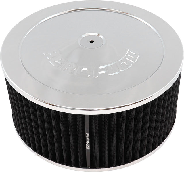 11" x 5" Air Cleaner Assy 5-1/8" Flat Base Chrome Cotton AF2851-1190 - Aeroflow